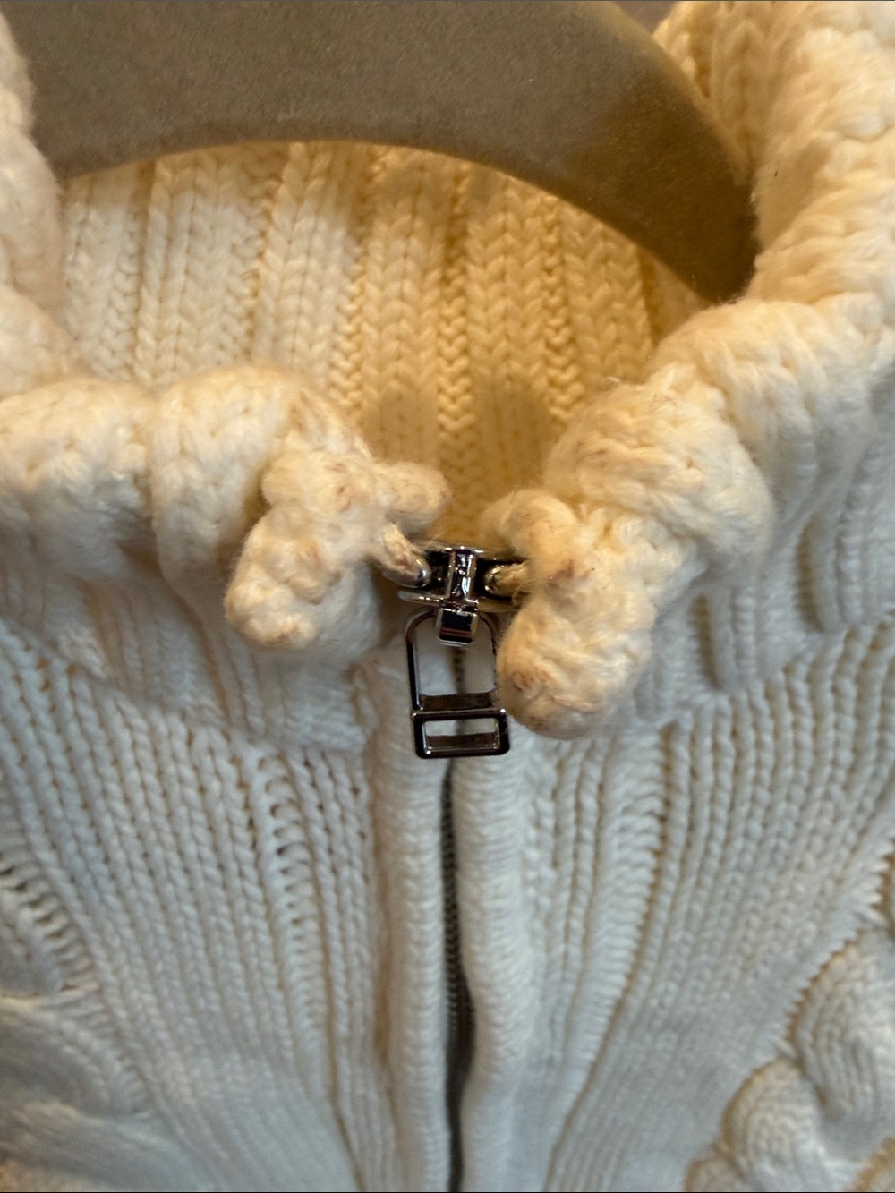 STAUD Cream Cable-Knit Half-Zip Cropped Sweater - Picture 6 of 7